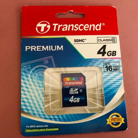 Transcend 4 GB Class 6 SDHC Flash Memory Card TS4GSDHC6 - Picture 1 of 2
